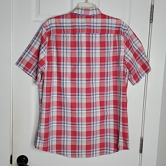 Chaps Button Up Collard Shirt ~ Sz L ~ Red, White, Blue ~ Short Sleeve - Picture 4 of 4